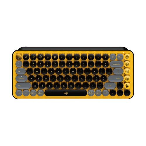 מקלדת Logitech POP Keys מכאנית אלחוטית בגוון שחור/צהוב