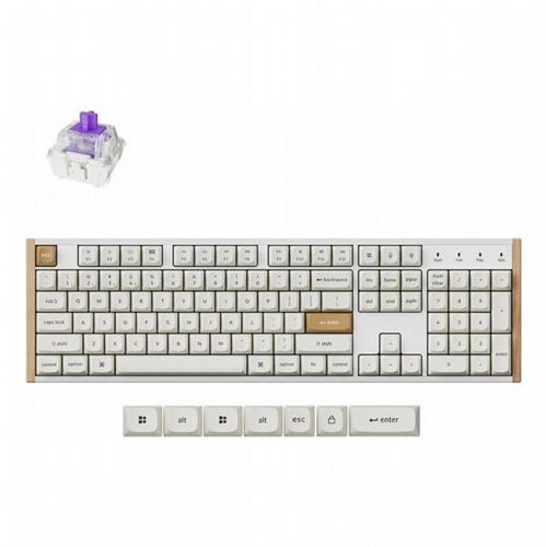 מקלדת גיימינג אלחוטית מגנטית Keychron K10 HE בגודל מלא Special Edition לבן עץ