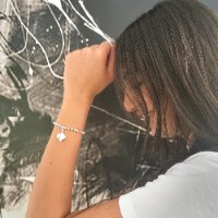 תליון לב כסף 3D בעל נוכחות על צמיד כדורים מבריק - Cami Jewelry www.cami.co.il