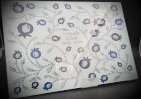 קרש חלות זכוכית דגם רימונים
