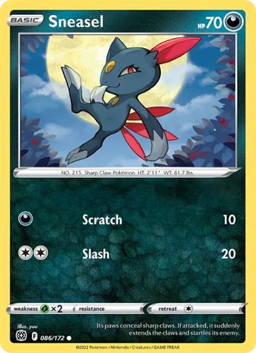 קלף בודד single פוקימון - sneasel - Brilliant Stars - 086/175