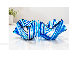 פמוט זכוכית כחול בעבודת יד | פמוט פיוזינג לשני נרות