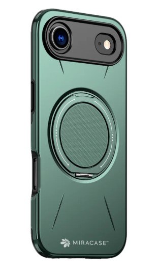כיסוי פלסטיק שחור עבור Miracase Miramag iPhone 17 Air – יחידה אחת ירוקה כהה עם טבעת רינג