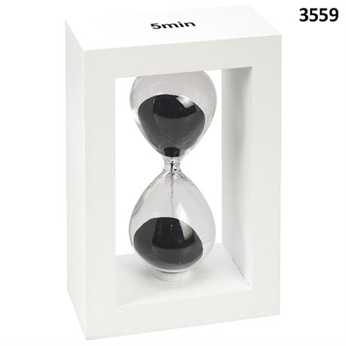 שעון חול בינוני מסגרת עץ לבנה 5 דק' 15 סמ'  דגם 3559