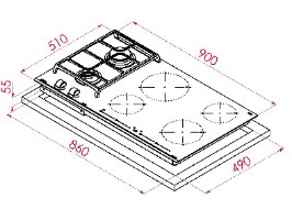 כיריים אינדוקציה 90 ס"מ משולבות 2 גז טקה TEKA IG-940 2G