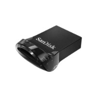 זיכרון נייד SanDisk Ultra Fit USB 3.1 SDCZ430-032G 32GB – כונן USB שחור בודד עם לוגו SanDisk גלוי מונח באלכסון