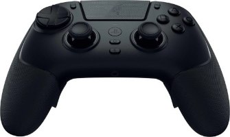 בקר משחק אלחוטי צבע שחור Razer Raiju V3 Pro PlayStation 5/PC – שחור נראה מקדימה מונח על רקע לבן