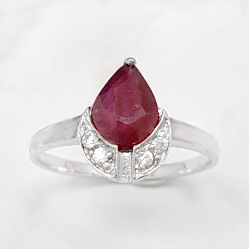 טבעת מכסף משובצת אבן רובי אדומה ואבני זרקון RG1849 | תכשיטי כסף 925 | טבעות כסף
