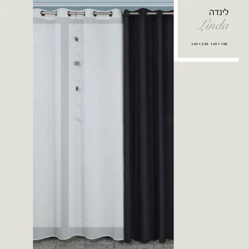 וילון לינדה זוג וילונות קראפ שקוף טקסטורה עדינה קצר וארוך לבחירה