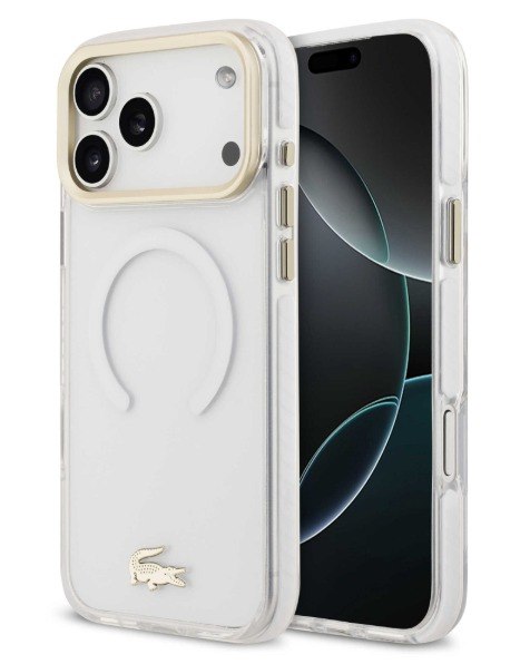 כיסוי שקוף LACOSTE מקורי לאייפון IPHONE 18 PRO MAX עם תמיכה ב MagSafe – שקוף משולב זהב