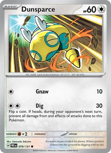קלף בודד single פוקימון - dunsparce. - Prismatic Evolutions - 079/131