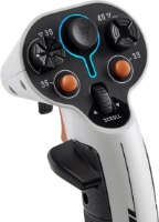 בקר טיסה מקצועי Thrustmaster Sol-R 1 Flightstick PC – ראש ג ויסטיק לבן עם כפתורים כתומים חוגות וגלגלת שליטה עם USB