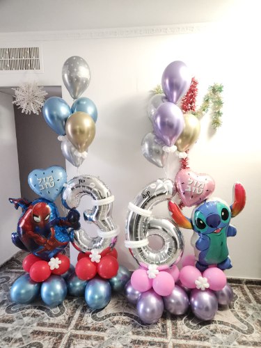 סידור בלונים גיל ודמיות סטיץ וספיידרמן