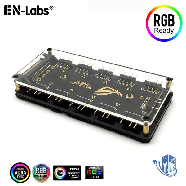 מפצל תאורה למאוורר מארז גיימינג  En-Labs SYNC 5V 3-pin RGB 10 Hub Splitter Molex/SATA Power 3pin