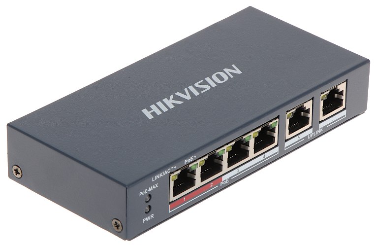 מתג לא מנוהל 4 פורטים Hikvision 4 Port Fast Ethernet Unmanaged POE Switch DS-3E0106P-E/M