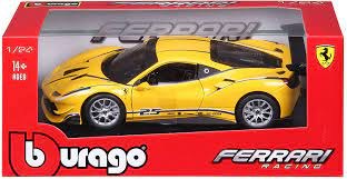 דגם מכונית בוראגו פרארי 488 צ'אלנג' צהובה Bburago Ferrari 488 Challenge 1/24