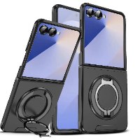 כיסוי חזק מעוצב עם טבעת אחיזה לסמסונג פליפ SAMSUNG FLIP 7 שחור