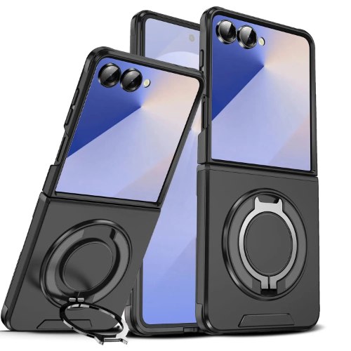 כיסוי חזק מעוצב עם טבעת אחיזה לסמסונג פליפ SAMSUNG FLIP 7 שחור