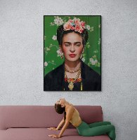 Yellow smoking Frida Kahlo CANVAS