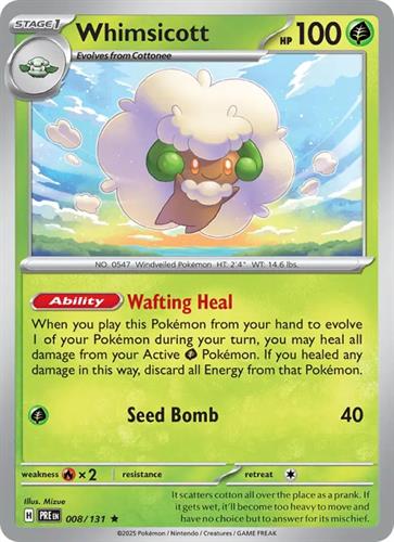 קלף בודד single פוקימון - whimsicott - Prismatic Evolutions - 008/131