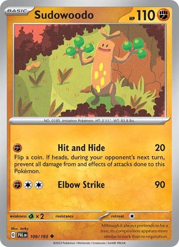 קלף בודד single פוקימון - sudowoodo - Paldea Evolved - 109/193