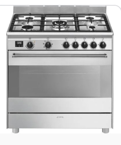 תנור רוחב 90 ס"מ משולב כיריים גז דגם Smeg BG91X נירוסטה מוברשת