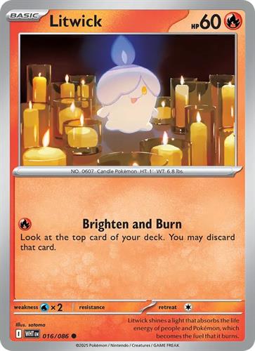קלף בודד single פוקימון - litwick - White Flare - 016/086