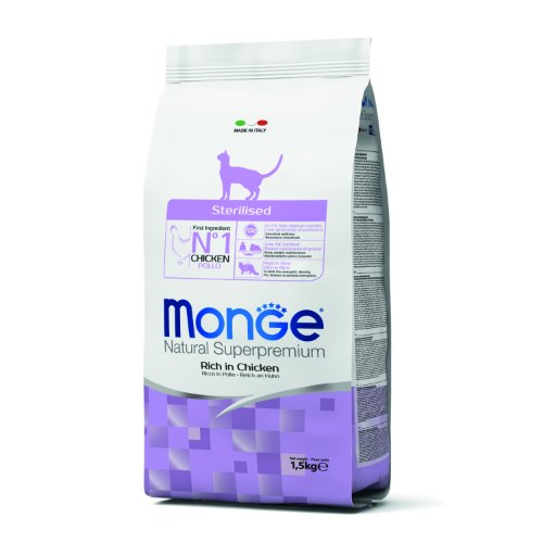 מונג' לחתול סטרילייז עוף 1.5 ק"ג - MONGE STERILISED CHICKEN ADULT 1.5KG