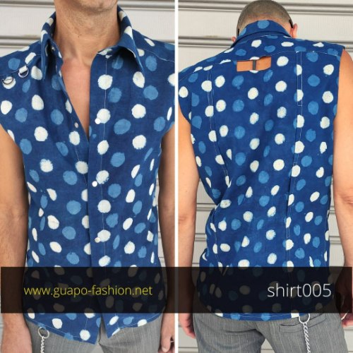 Tailored sleeveless slim fit buttoned men's Shirt | shirt 005 | buttoned down shirt | menswear