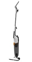 שואב אבק קומפקטי Deerma DX170 – שואב אבק בצבע לבן ואפור כהה עם פרטים כתומים עומד על רקע לבן חוטי