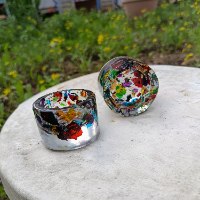 זוג פמוטי קולאז זכוכית שקופים
