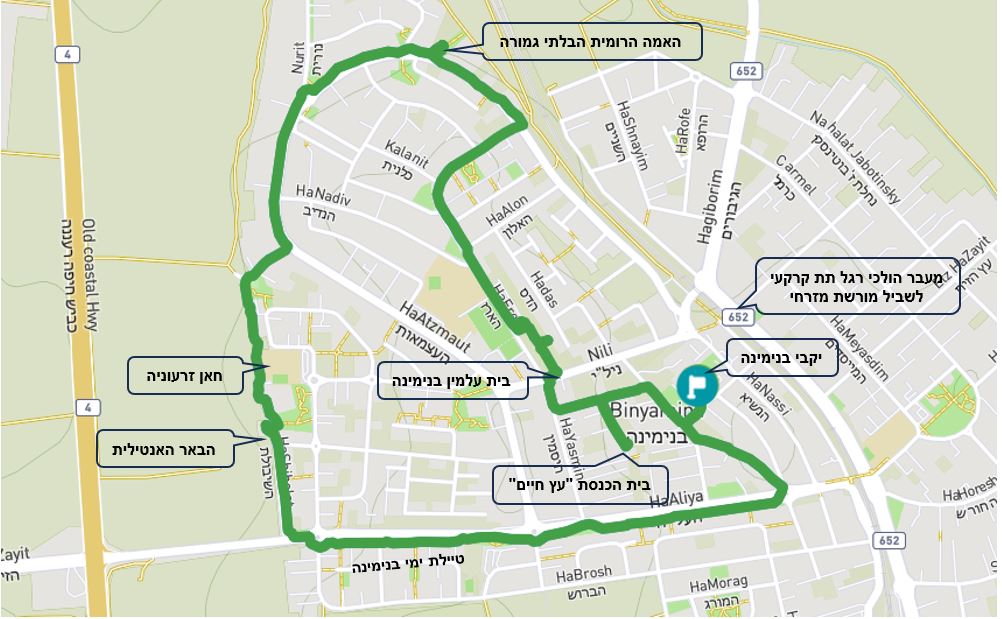 מפת המסלול ברגל