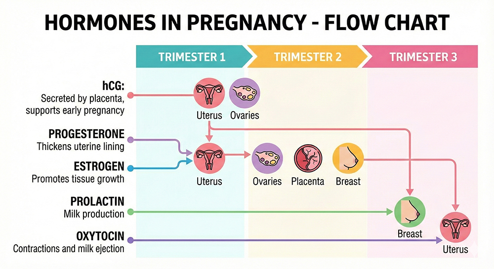 Hormones in pregnancy - flow chart